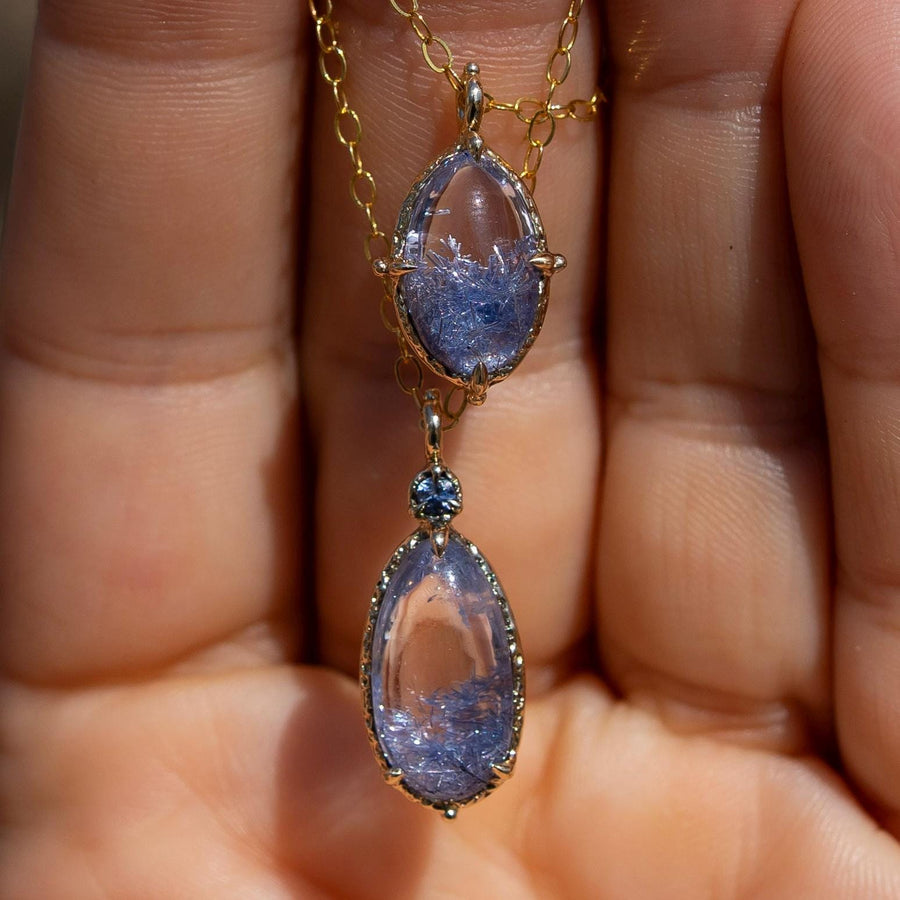 14k Gold Dumortierite Quartz Pendant