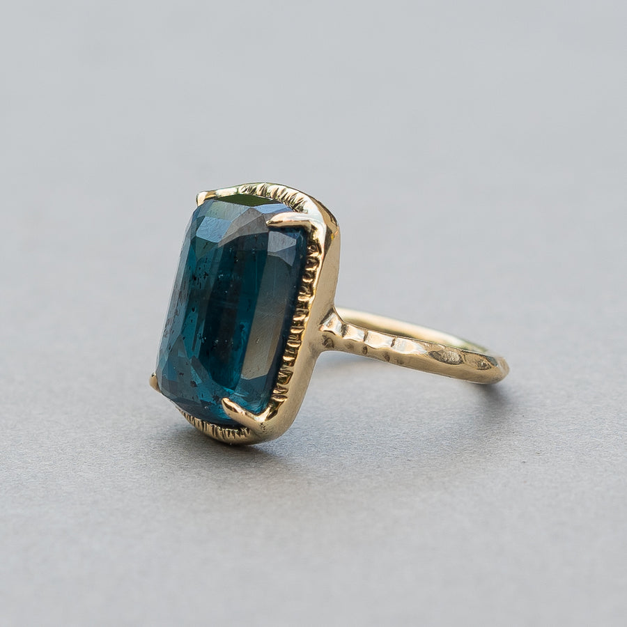 RESERVED FOR KERI- 14K Gold Teal Kyanite Ring- Sz 7