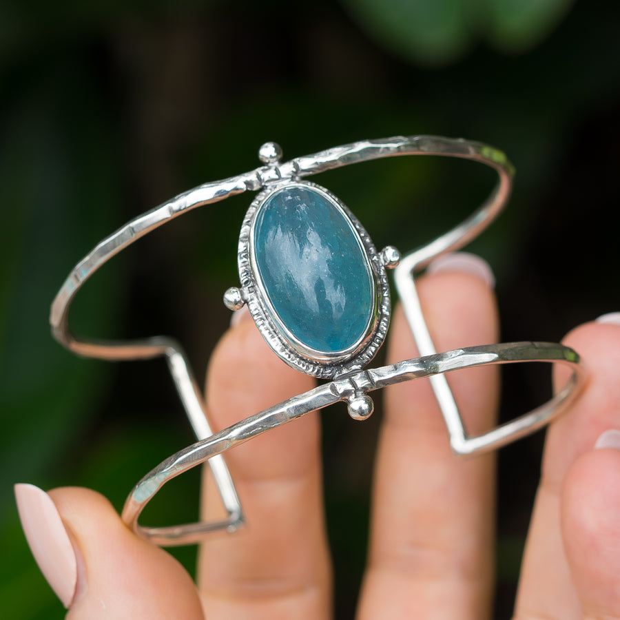 handmade aquamarine cuff bracelet