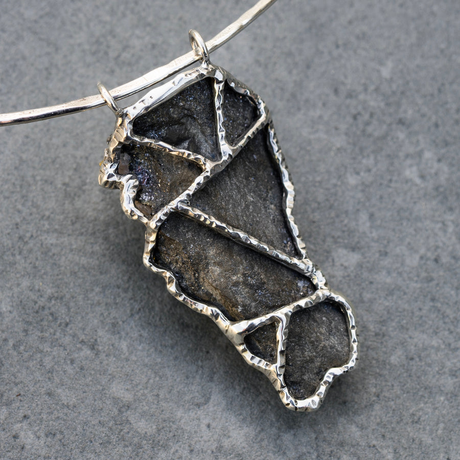 Chalcopyrite & Calcite Mineral Specimen Pendant