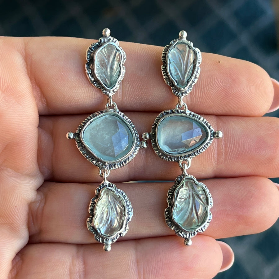 PRE-ORDER FOR JESSICA- Carved Aquamarine Earrings