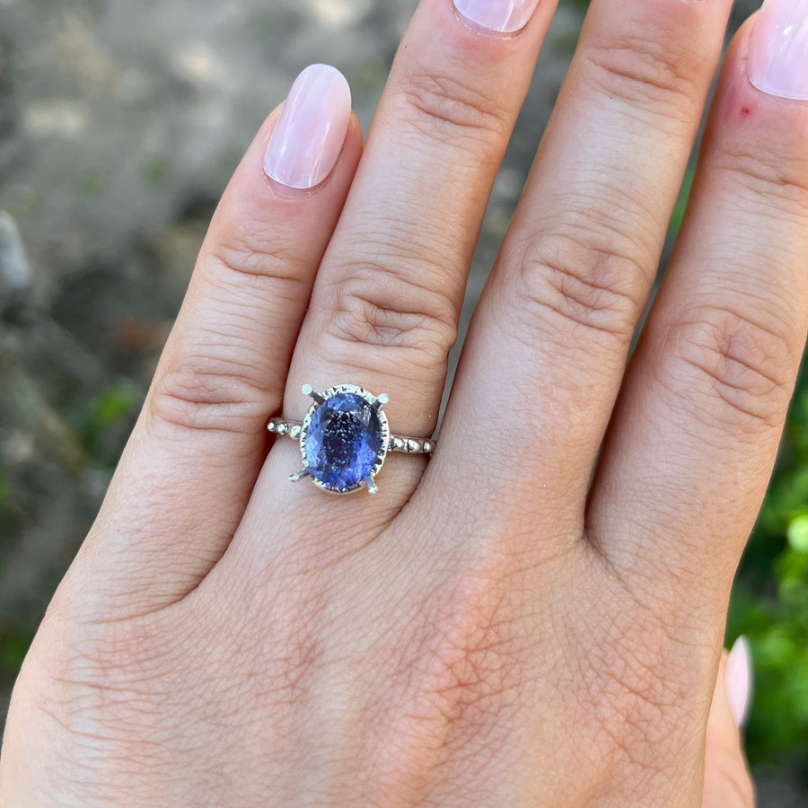 PRE-ORDER FOR MELANIE- Iolite Sunstone Ring- Sz 7