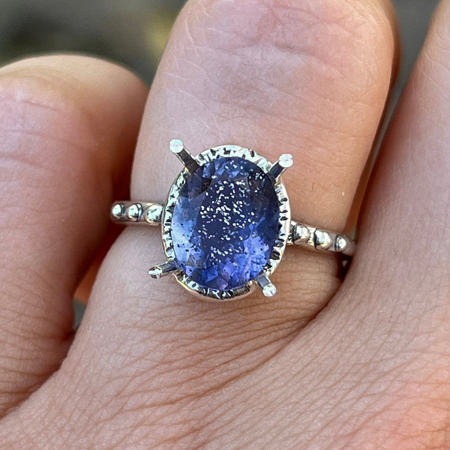 PRE-ORDER FOR MELANIE- Iolite Sunstone Ring- Sz 7