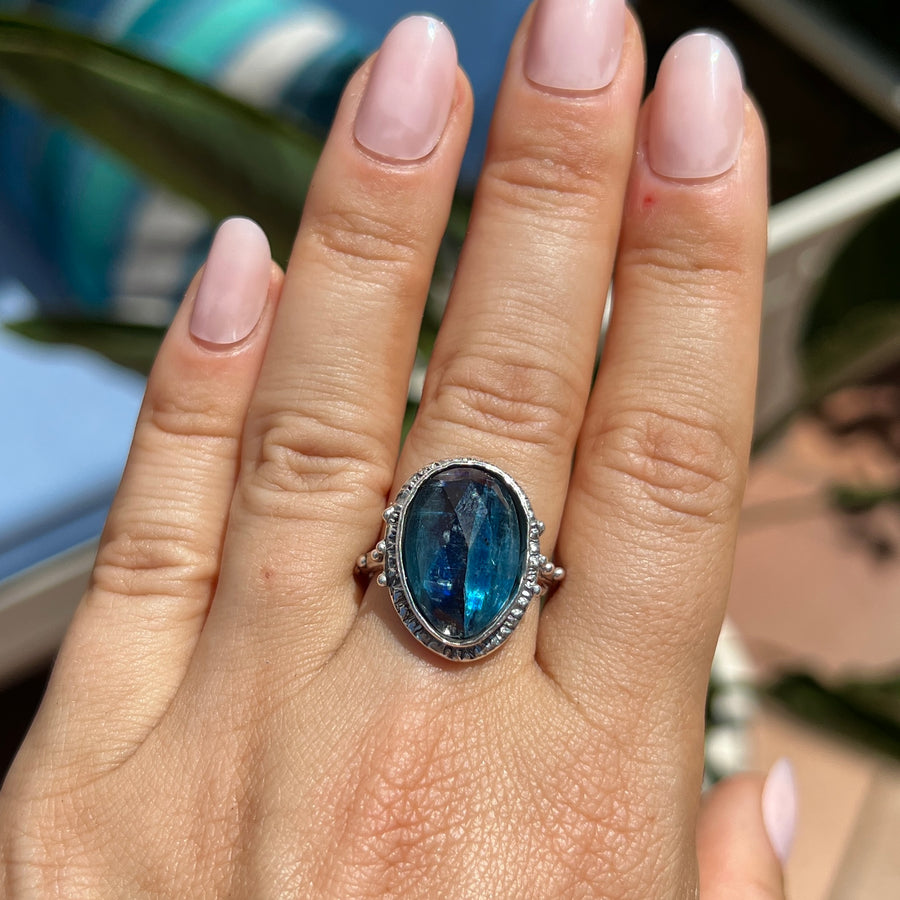 PRE-ORDER FOR JESSICA- Teal Kyanite Ring- Sz 9