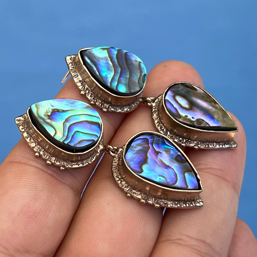 PRE-ORDER FOR NICKI- Paua Shell Bronze Earrings