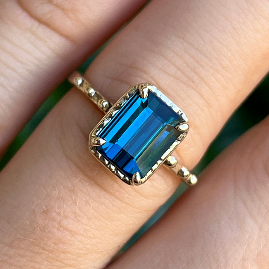 blue tourmaline handmade ring