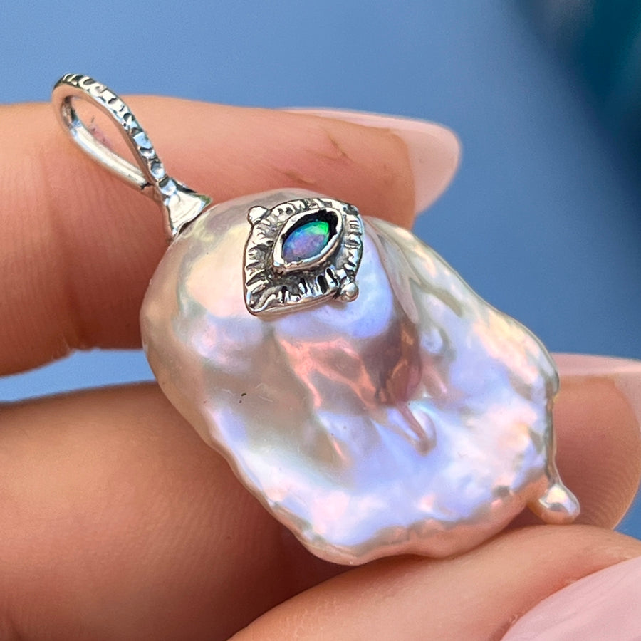 PRE-ORDER FOR SUSAN- Baroque Pearl & Opal Pendant