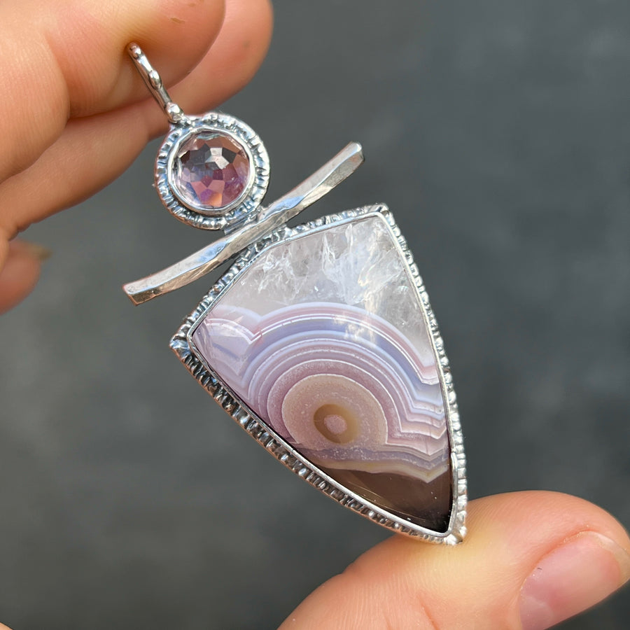 PRE-ORDER- Agua Nueva Agate & Amethyst Pendant