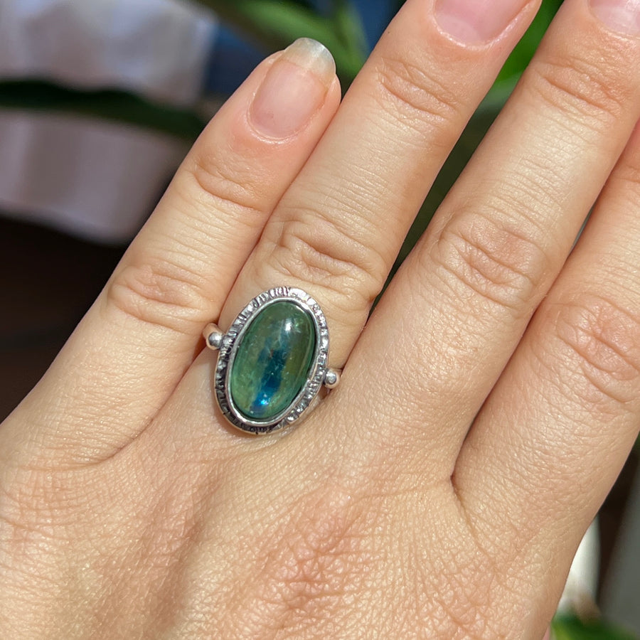 Bicolor Green Kyanite Ring- Sz 6.5