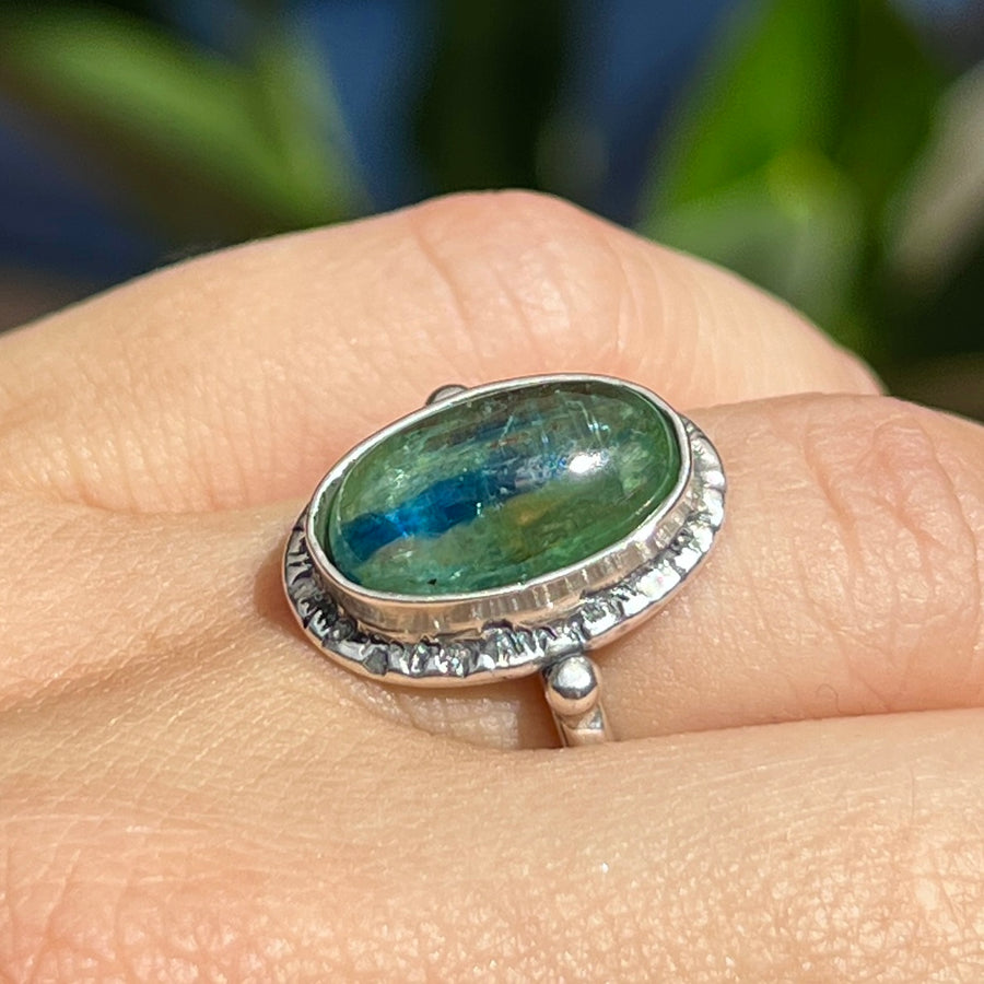 Bicolor Green Kyanite Ring- Sz 6.5