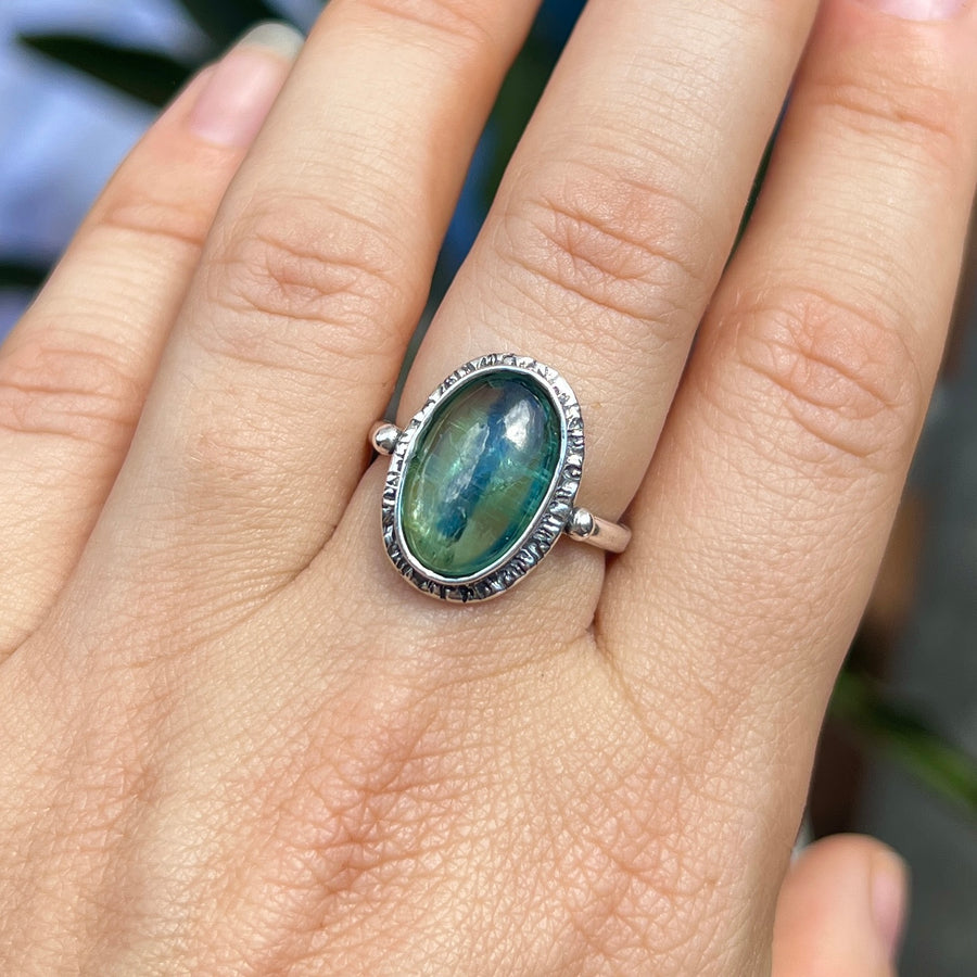 Bicolor Green Kyanite Ring- Sz 8