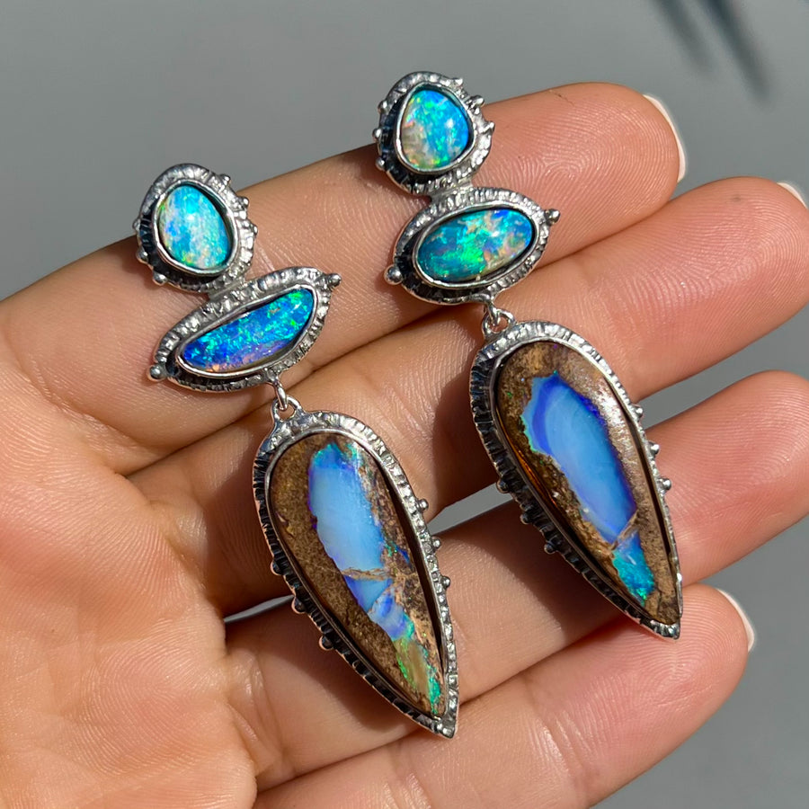 PRE-ORDER FOR BRI- Silver Boulder Opal Earrings