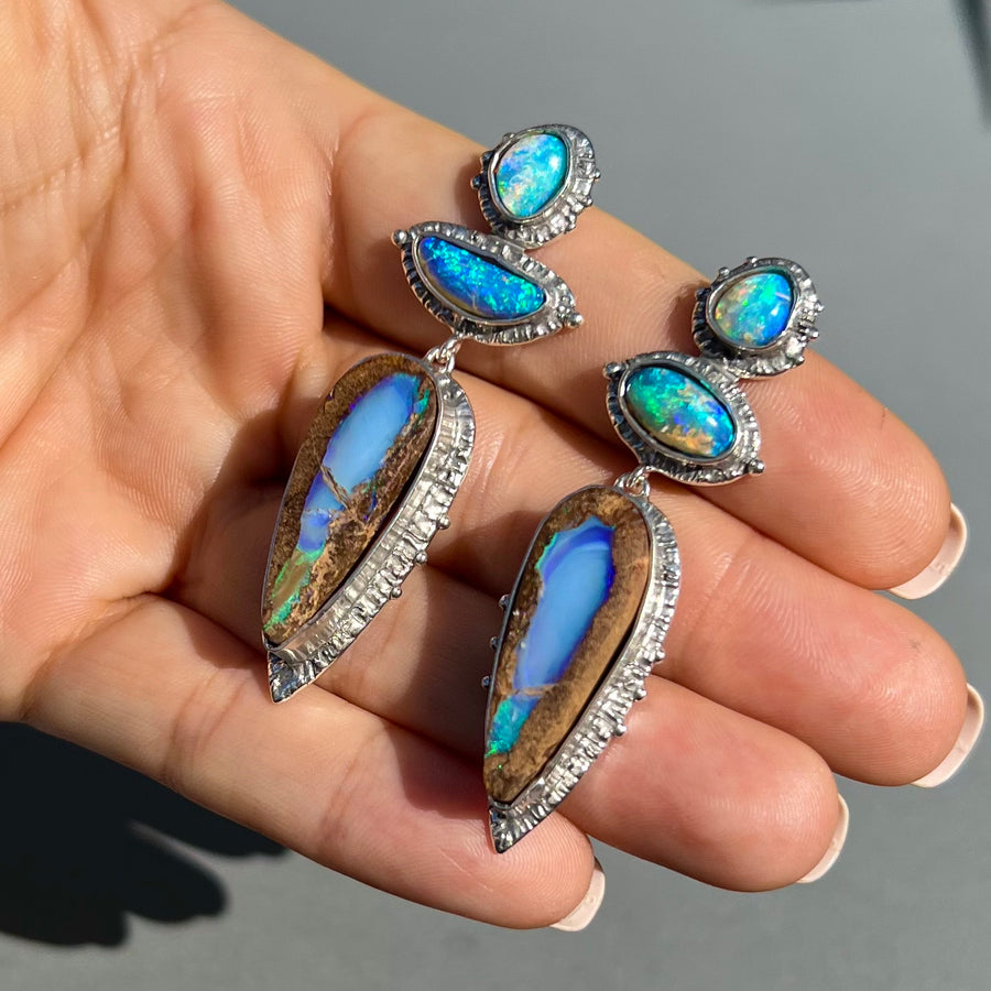 PRE-ORDER FOR BRI- Silver Boulder Opal Earrings