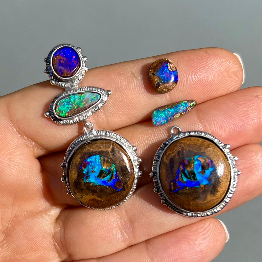PRE-ORDER FOR BARBARA- Silver Boulder Opal Earrings