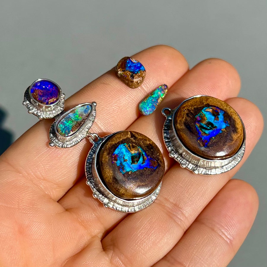 PRE-ORDER FOR BARBARA- Silver Boulder Opal Earrings