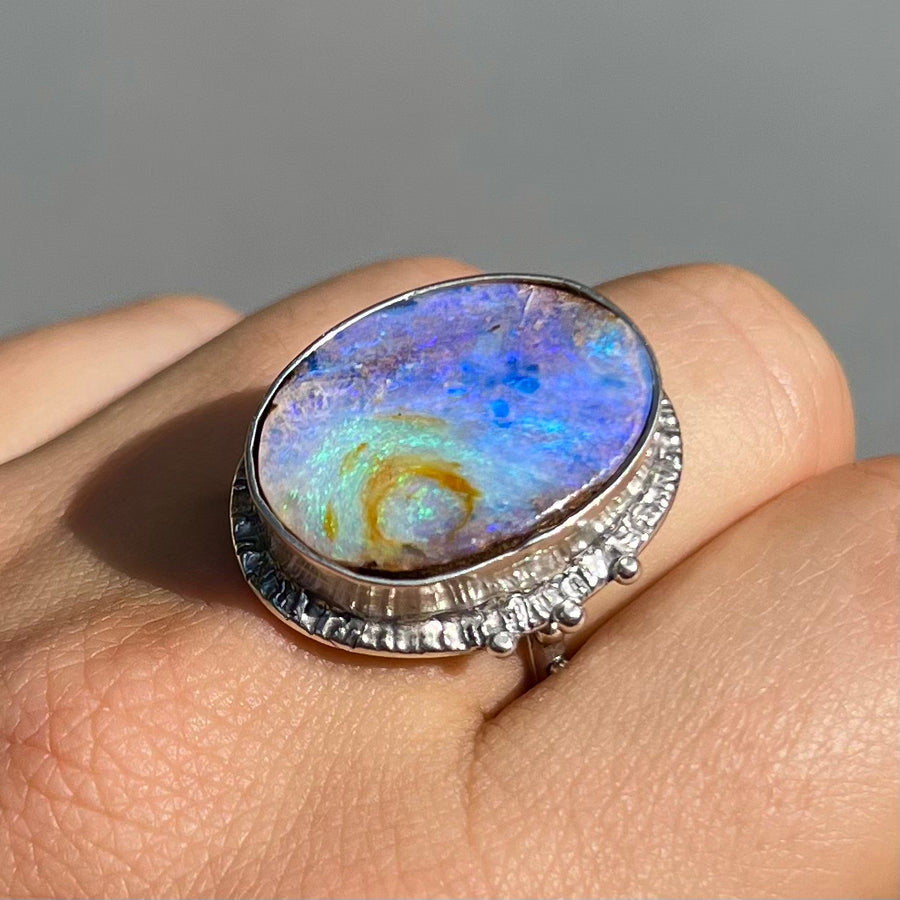 PRE-ORDER FOR BRITTANY- Boulder Opal Ring Sz 9