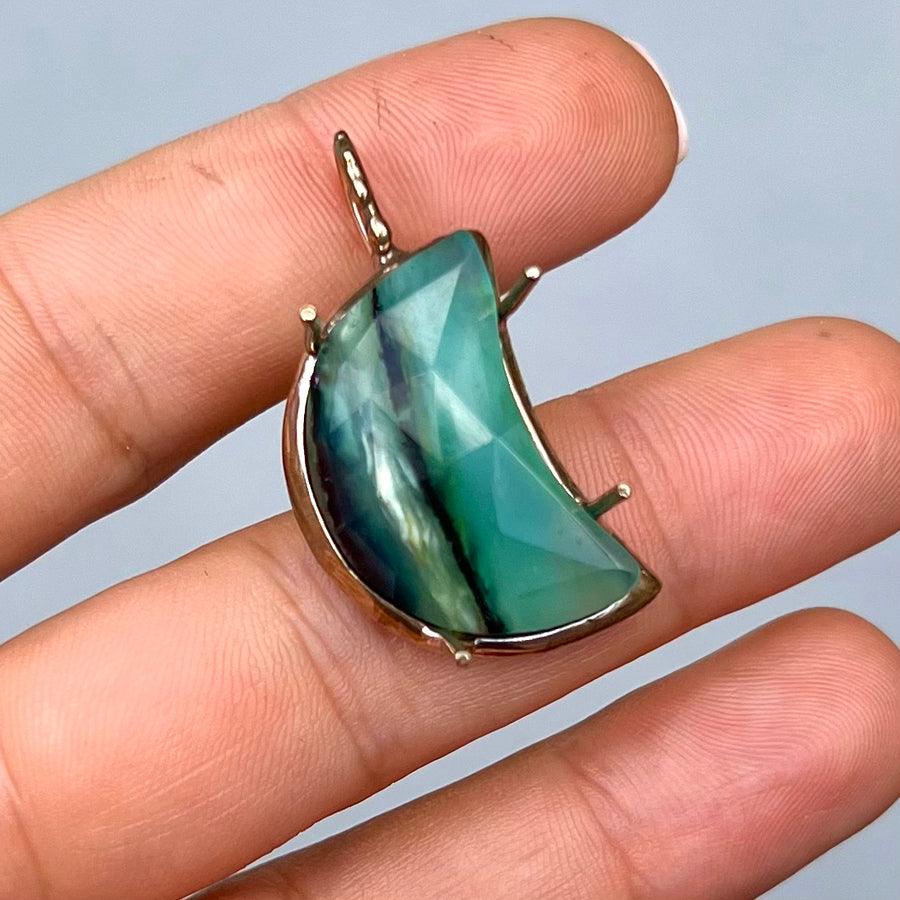 PRE-ORDER FOR JANET- Peruvian Opal Moon Pendant