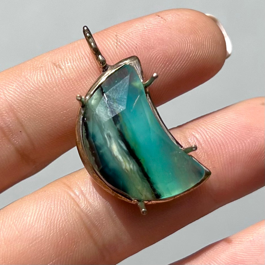 PRE-ORDER FOR JANET- Peruvian Opal Moon Pendant