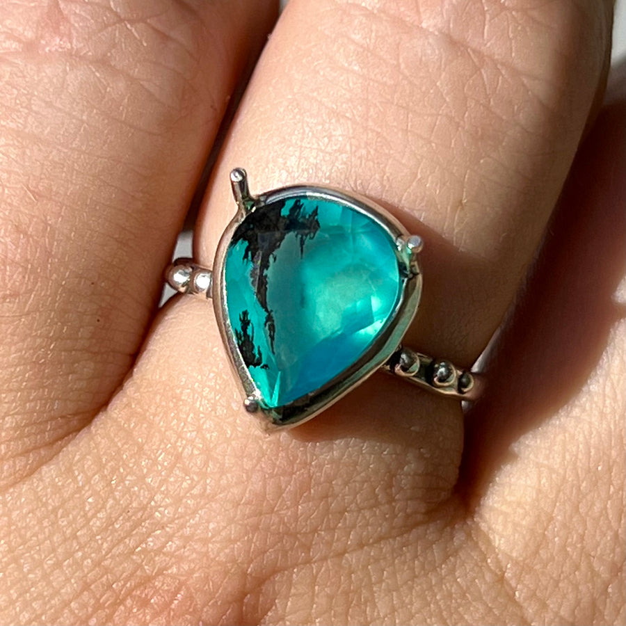 PRE-ORDER FOR TRIXIE- Faceted Peruvian Opal Ring- Sz 8