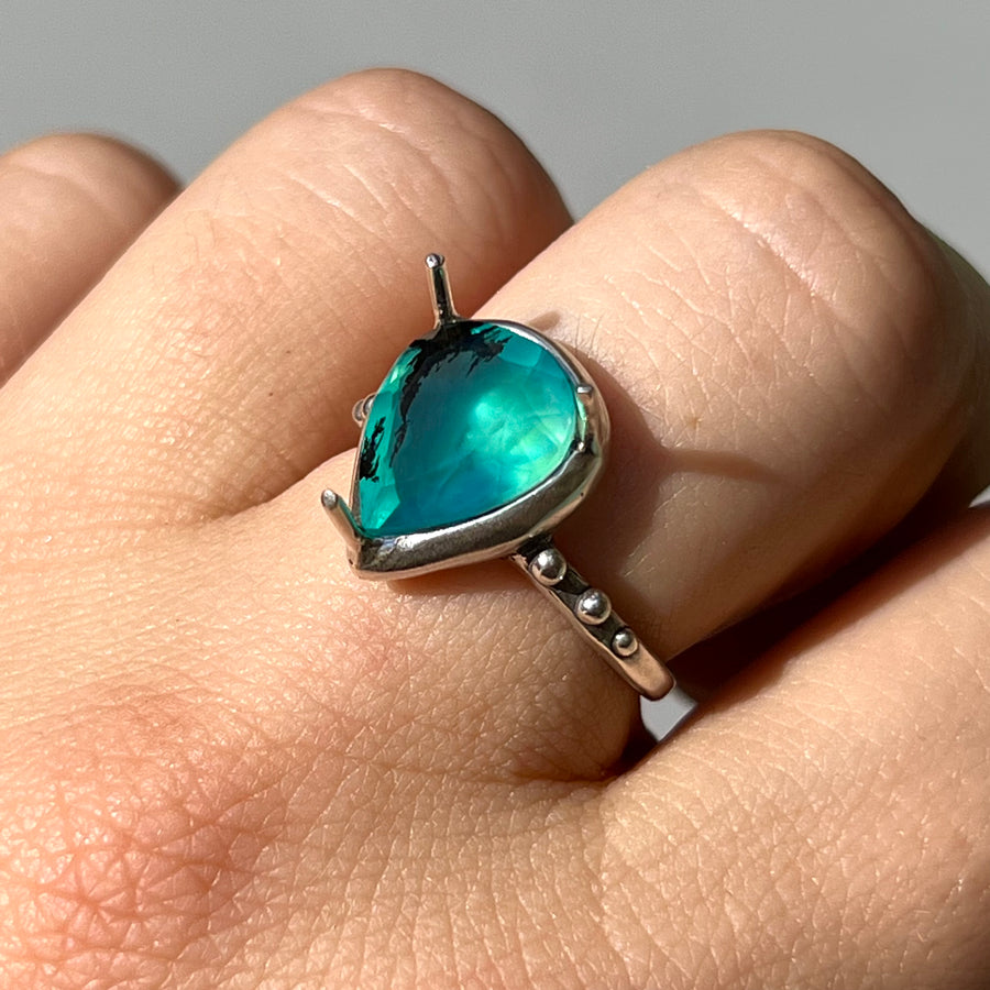 PRE-ORDER FOR TRIXIE- Faceted Peruvian Opal Ring- Sz 8