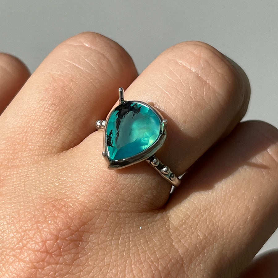 PRE-ORDER FOR TRIXIE- Faceted Peruvian Opal Ring- Sz 8