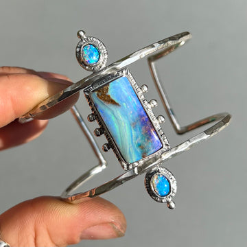 PRE-ORDER FOR KAY- Boulder Opal Silver Cuff