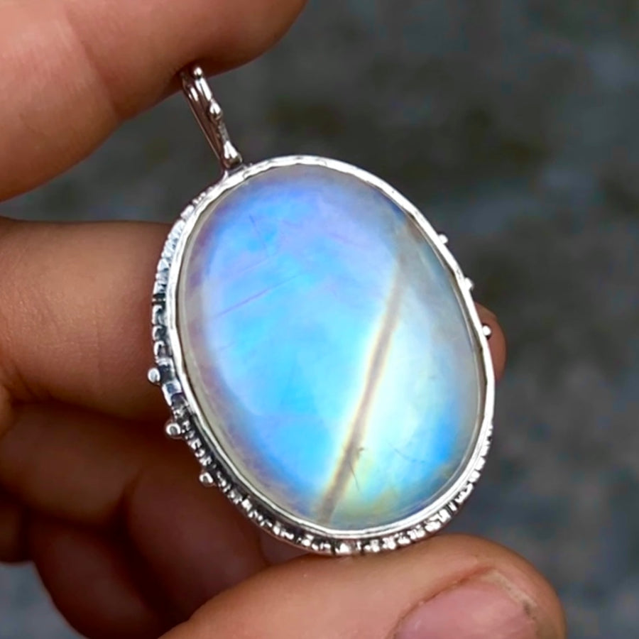 PRE-ORDER FOR ALY- Silver Oval Moonstone Pendant