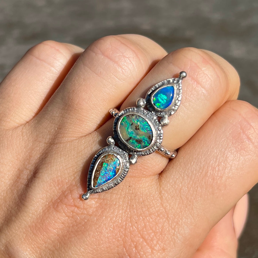 PRE-ORDER FOR BRITTANY- Boulder Opal Totem Ring Sz 8