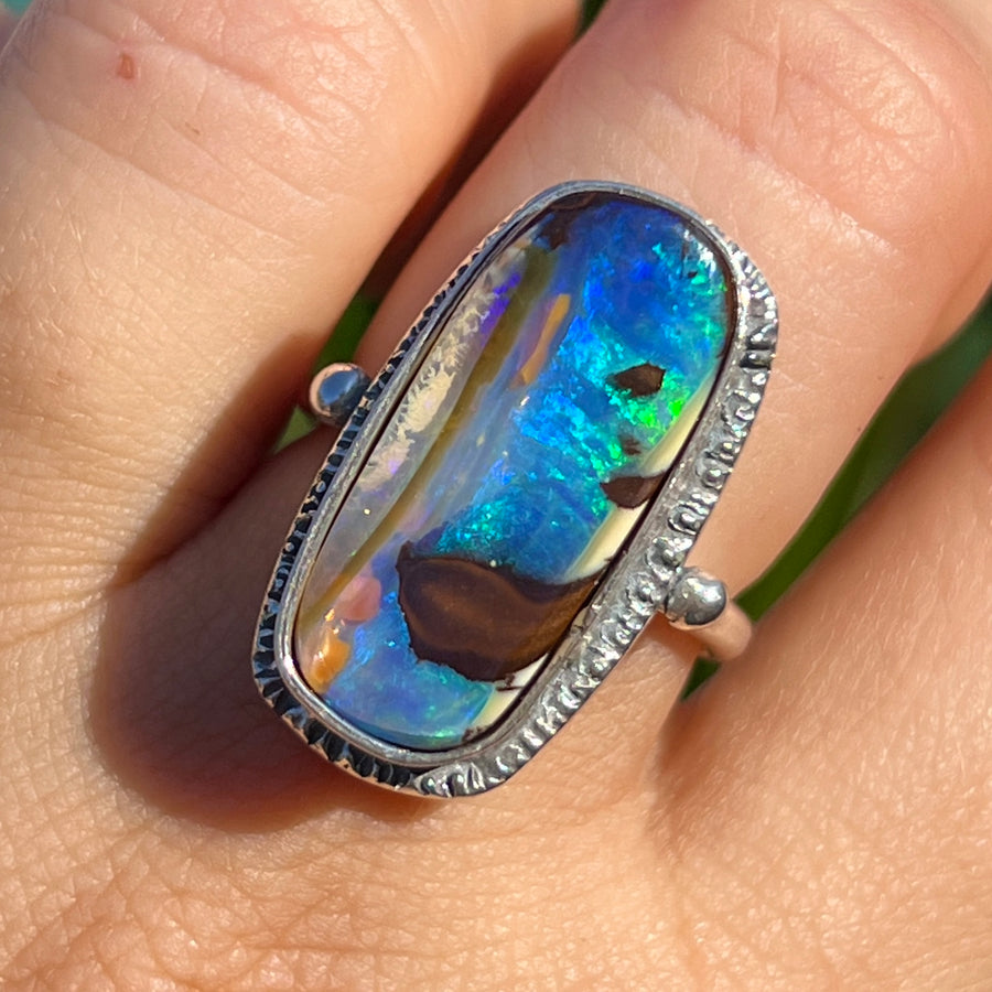 PRE-ORDER FOR DEB- Boulder Opal Ring Sz 9