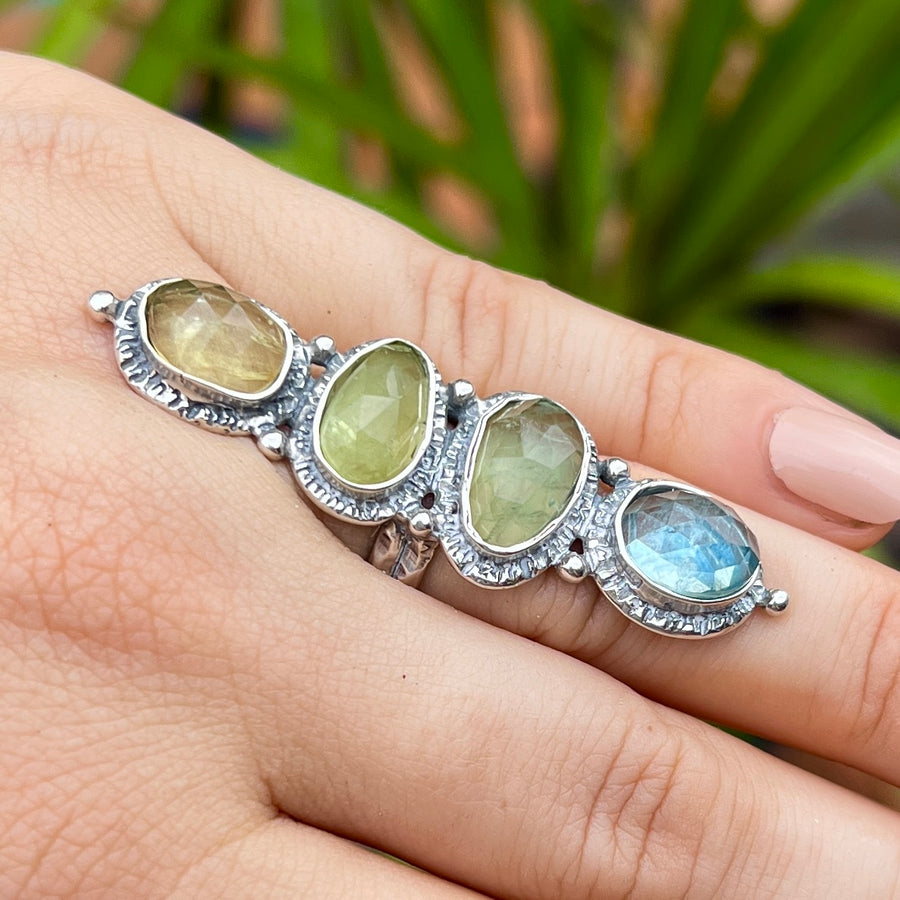 PRE-ORDER FOR ALY- Multicolored Aquamarine Ring- Sz 7