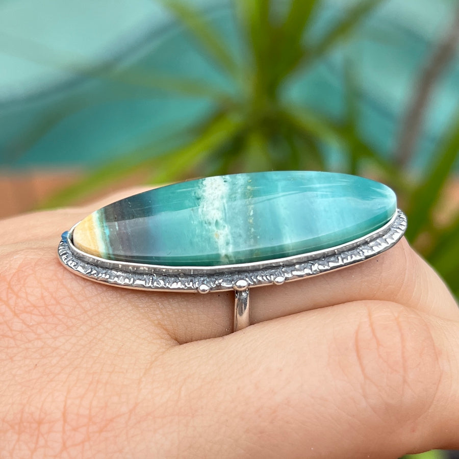 PRE-ORDER FOR ROBIN- Opalized Wood Ring- Sz 9