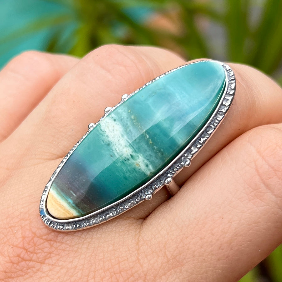 PRE-ORDER FOR ROBIN- Opalized Wood Ring- Sz 9