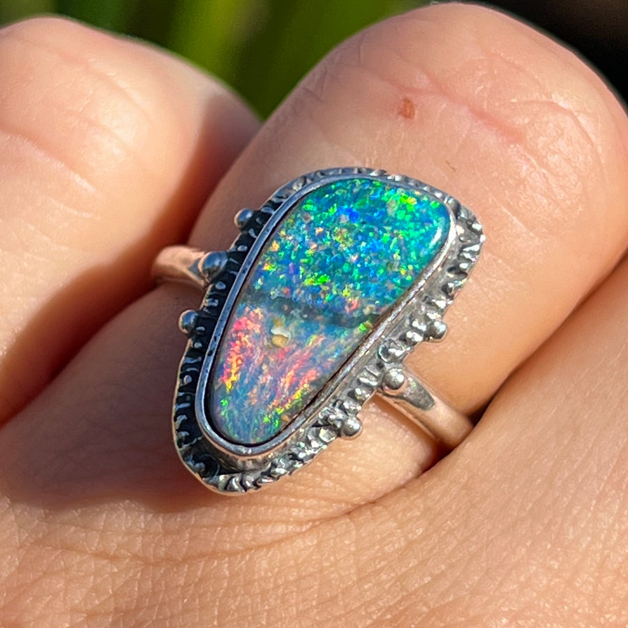 PRE-ORDER FOR KNOTTY- Boulder Opal Ring Sz 6.5