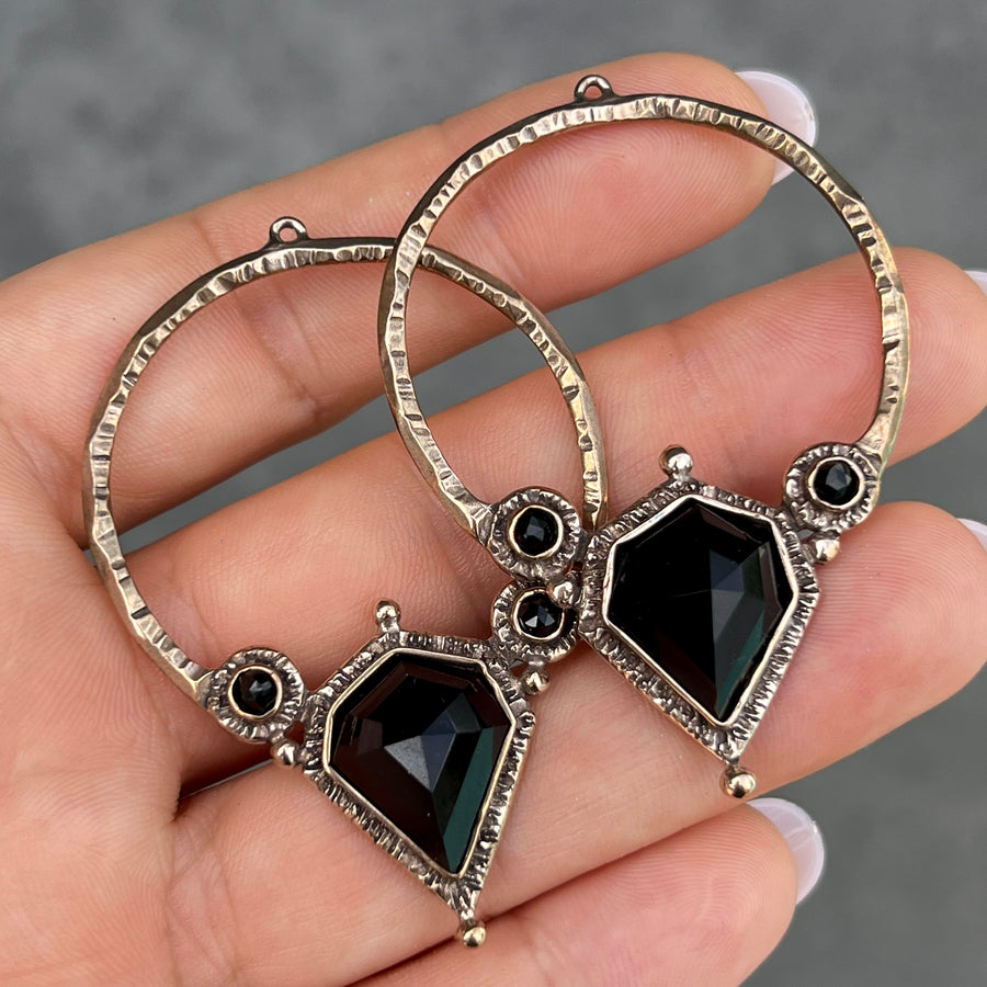 PRE-ORDER FOR LYNN- Black Onyx Lotus Hoops