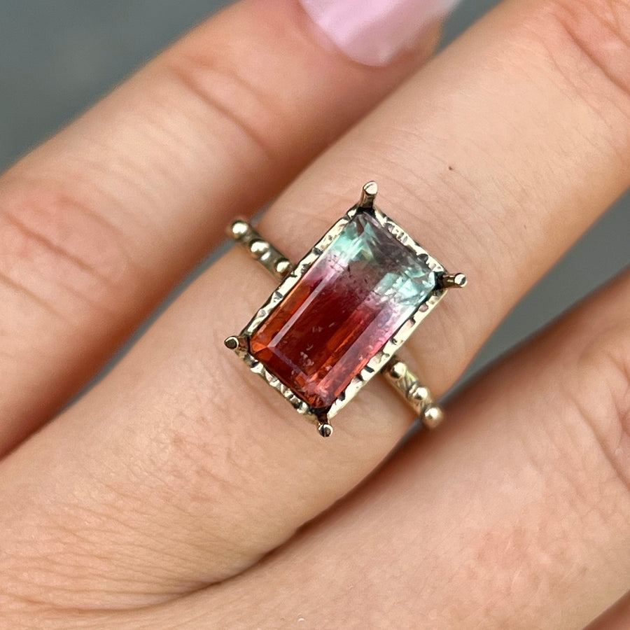 PRE-ORDER FOR AUBREY- 14k Gold Watermelon Tourmaline Ring- Sz 6.25