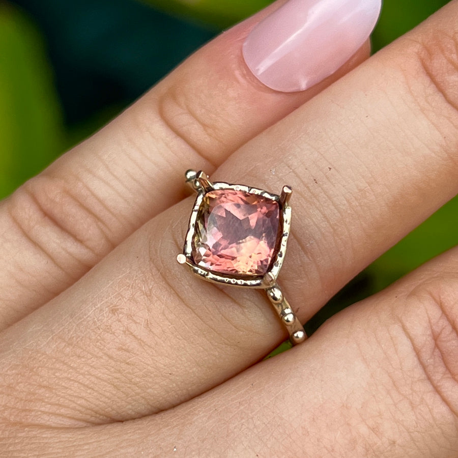 PRE-ORDER FOR ESME- 14k Gold Sunset Tourmaline Ring- Sz 6