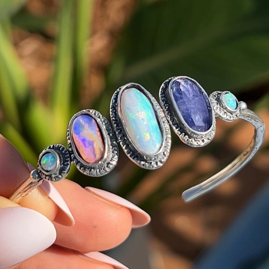 PRE-ORDER FOR SHEILA- Pipe Opal & Tanzanite Silver Cuff