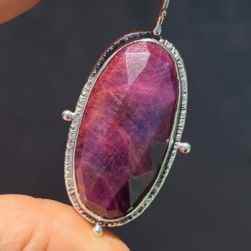 Oval Ruby Silver Pendant