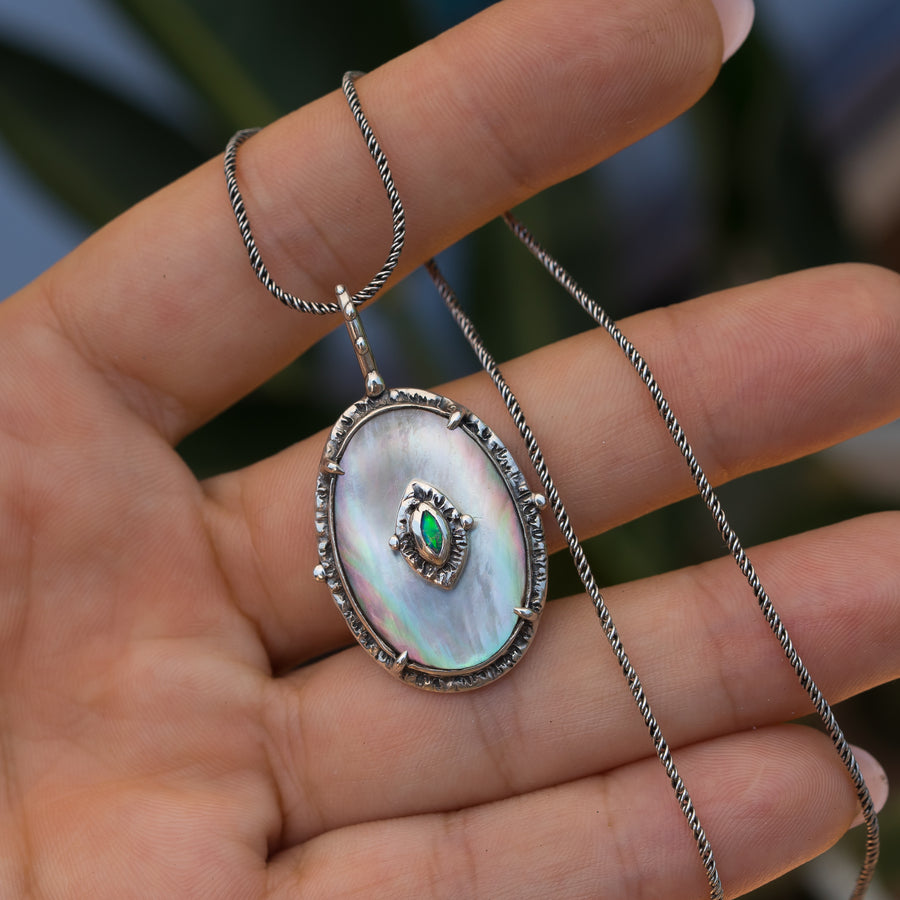 Mother Of Pearl & Australian Opal Pendant