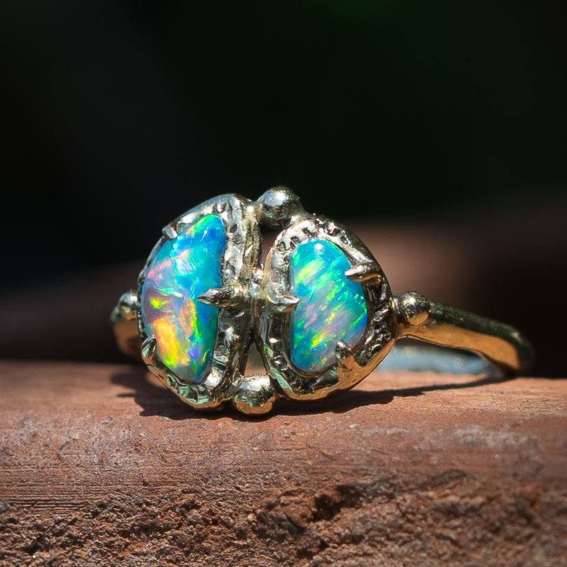 14k Gold Pipe Opal Ring- Sz 7