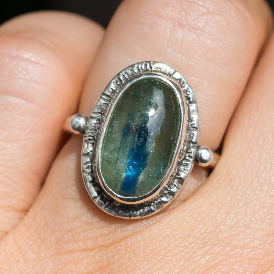 Bicolor Green Kyanite Ring- Sz 6.5