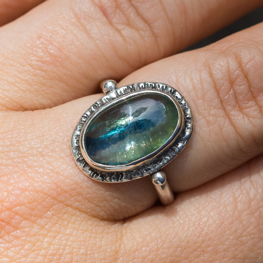 Bicolor Green Kyanite Ring- Sz 8