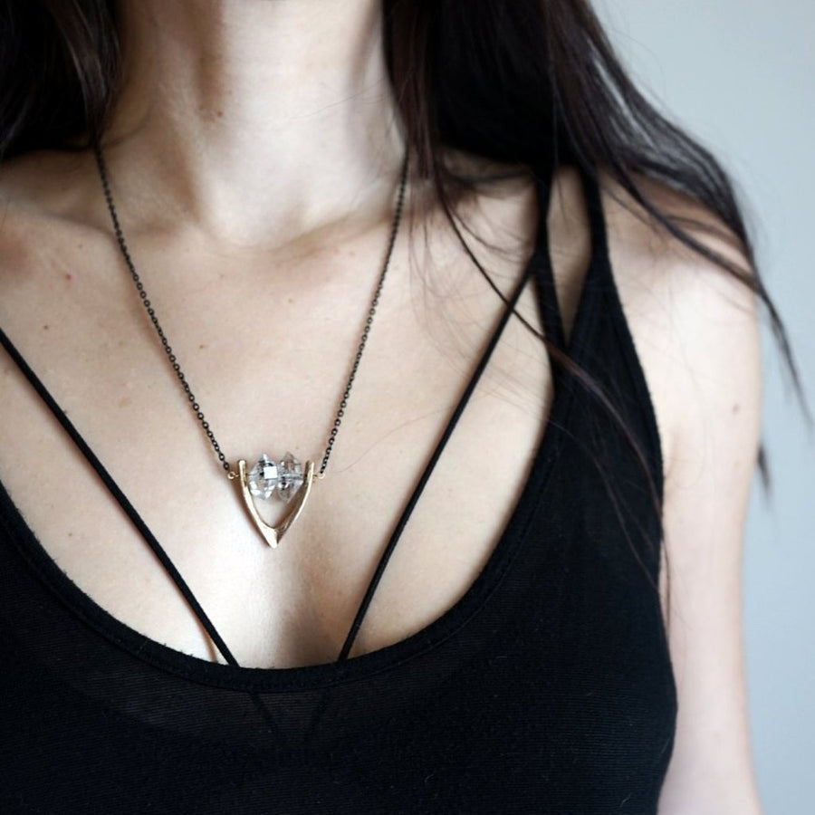 CARA Herkimer Diamond Necklace on Model