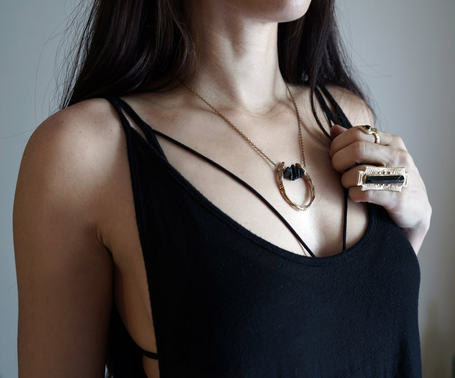 ARI Black Tourmaline Necklace on model