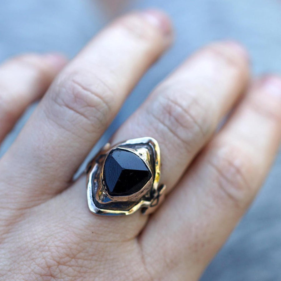 AVA Black Tourmaline Ring on Hand