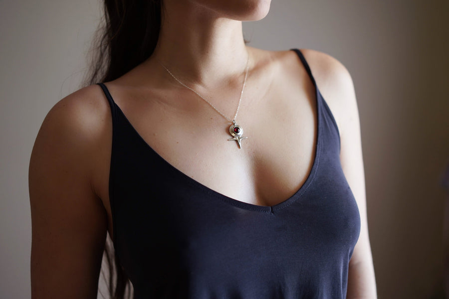 VENUS Necklace, Feminist necklace, Female Symbol Necklace, Silver Moonstone Jewelry, Lapis Necklace, Garnet Necklace, Venus Charm, Goddess