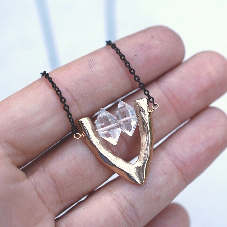 CARA Herkimer Diamond Necklace in Hand