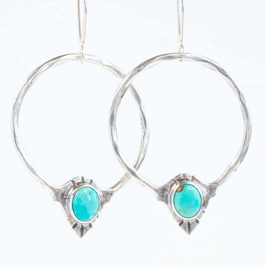RAJ / Turquoise Hoop Earrings, Statement Earrings, Turquoise Earrings, Bohemian Earrings, Boho Earrings, Sterling Silver Hoop Earrings