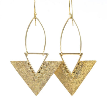 HERA / Brass Triangle Earrings, Statement Earrings, Geometric Earrings, Pyramid Earrings, Tribal Earrings, Boho Earrings, Gold Statement