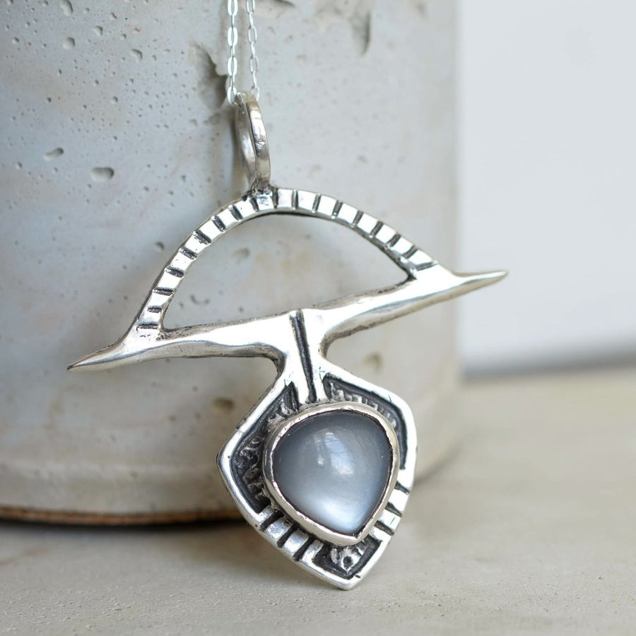 SIERRA, Gray Moonstone Necklace, Gray Moonstone Jewelry, Moonstone Silver Necklace, Artifact Necklace, Grey Moonstone Necklace, Handmade